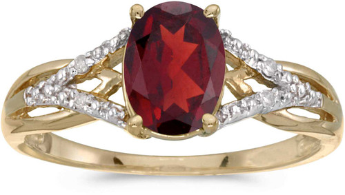 Image of 14k Yellow Gold Oval Garnet And Diamond Ring (CM-RM2620X-01)