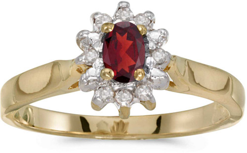 Image of 14k Yellow Gold Oval Garnet And Diamond Ring (CM-RM6410X-01)