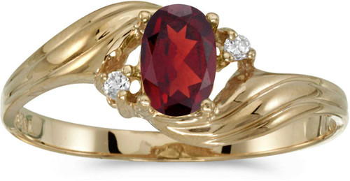 Image of 14k Yellow Gold Oval Garnet And Diamond Ring (CM-RM671X-01)