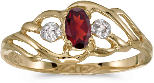 Image of 14k Yellow Gold Oval Garnet And Diamond Ring (CM-RM908X-01)