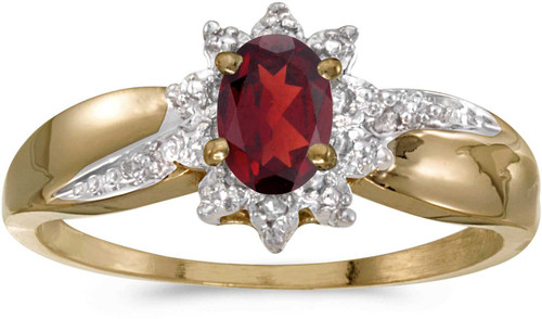 Image of 14k Yellow Gold Oval Garnet And Diamond Ring (CM-RM911X-01)