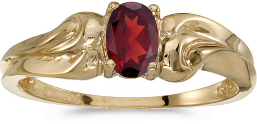 Image of 14k Yellow Gold Oval Garnet Ring (CM-RM1037X-01)