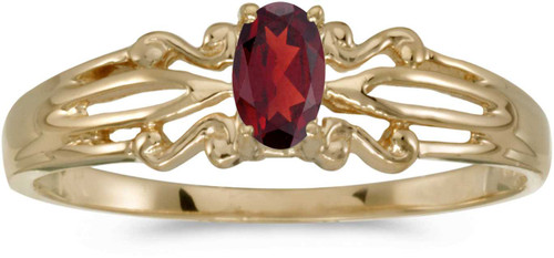 Image of 14k Yellow Gold Oval Garnet Ring (CM-RM1058X-01)