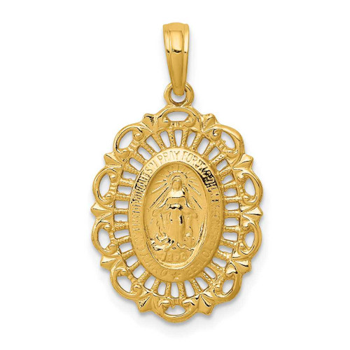 Image of 14K Yellow Gold Oval Miraculous Medal Pendant