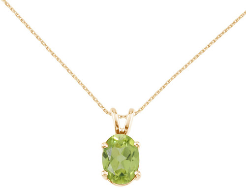 Image of 14K Yellow Gold Oval Peridot Pendant (Chain NOT included) P8018-08