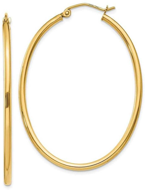 Image of 28mm 14K Yellow Gold Oval Polished Hoop Earrings TA259