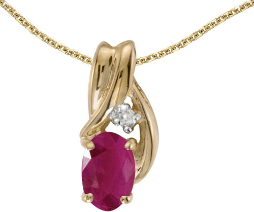 Image of 14k Yellow Gold Oval Ruby And Diamond Pendant (Chain NOT included) (CM-P1861X-07)