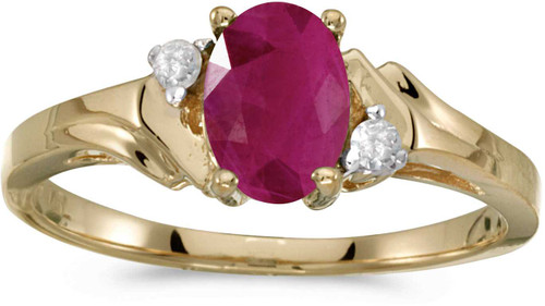 Image of 14k Yellow Gold Oval Ruby And Diamond Ring (CM-RM1248X-07)