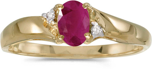 Image of 14k Yellow Gold Oval Ruby And Diamond Ring (CM-RM1503X-07)