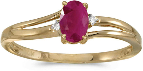 Image of 14k Yellow Gold Oval Ruby And Diamond Ring (CM-RM1992X-07)