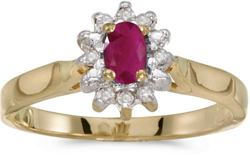 Image of 14k Yellow Gold Oval Ruby And Diamond Ring (CM-RM6410X-07)
