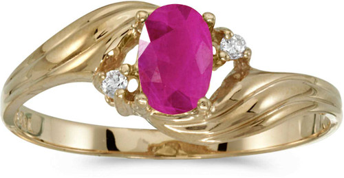 Image of 14k Yellow Gold Oval Ruby And Diamond Ring (CM-RM671X-07)
