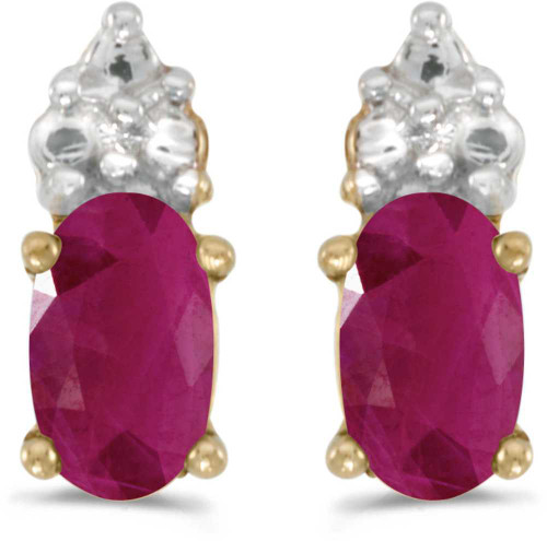 Image of 14k Yellow Gold Oval Ruby Earrings