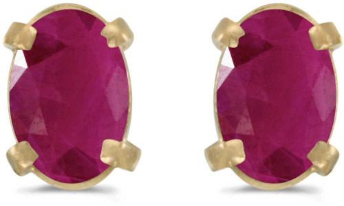 Image of 14k Yellow Gold Oval Ruby Stud Earrings (CM-E1551X-07)
