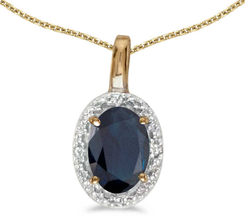 Image of 14k Yellow Gold Oval Sapphire And Diamond Pendant (Chain NOT included) (CM-P2615X-09)