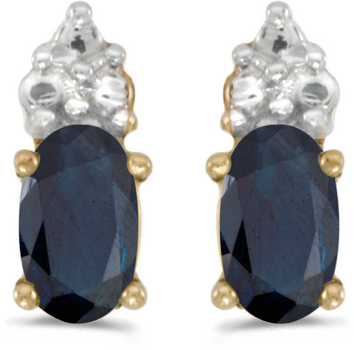Image of 14k Yellow Gold Oval Sapphire Earrings