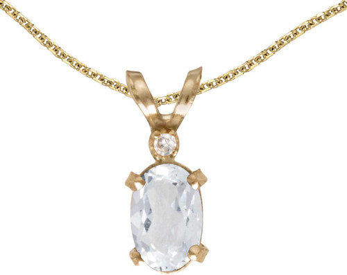 Image of 14k Yellow Gold Oval White Topaz And Diamond Filigree Pendant (Chain NOT included)