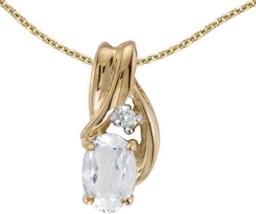 Image of 14k Yellow Gold Oval White Topaz And Diamond Pendant (Chain NOT included) (CM-P1861X-04)