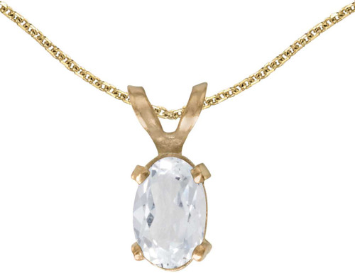 Image of 14k Yellow Gold Oval White Topaz Pendant (Chain NOT included)