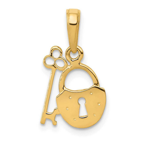 Image of 14K Yellow Gold Padlock & Key Pendant