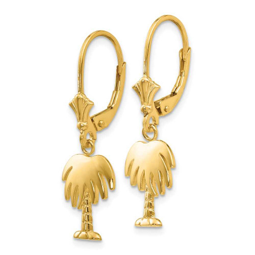 Image of 29mm 14K Yellow Gold Palm Tree Leverback Earrings K4487