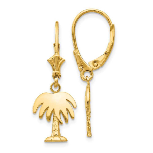 Image of 29mm 14K Yellow Gold Palm Tree Leverback Earrings K4487