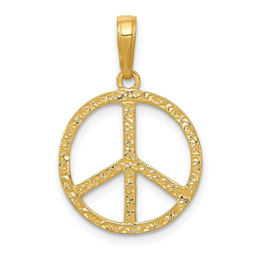 Image of 14K Yellow Gold Peace Sign Pendant C3053