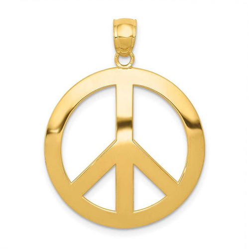 Image of 14K Yellow Gold Peace Sign Pendant C4171