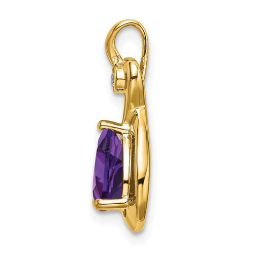 Image of 14K Yellow Gold Pear Amethyst & Diamond Pendant PM7055-AM-002-YA