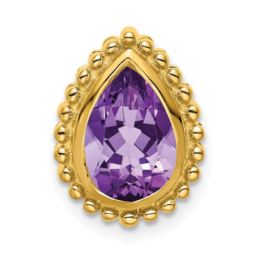 Image of 14K Yellow Gold Pear Amethyst Chain Slide Pendant