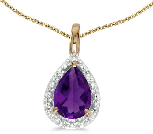 Image of 14k Yellow Gold Pear Amethyst Pendant (Chain NOT included)