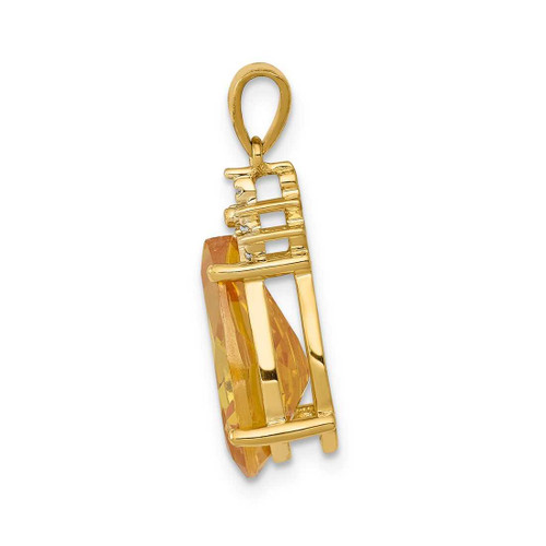 Image of 14K Yellow Gold Pear Citrine & Diamond Pendant