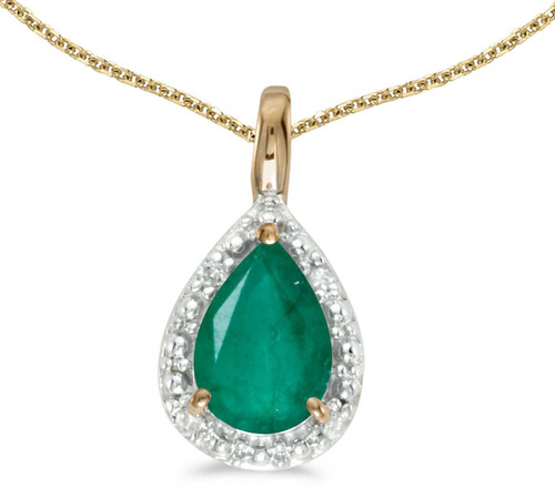 Image of 14k Yellow Gold Pear Emerald Pendant (Chain NOT included)
