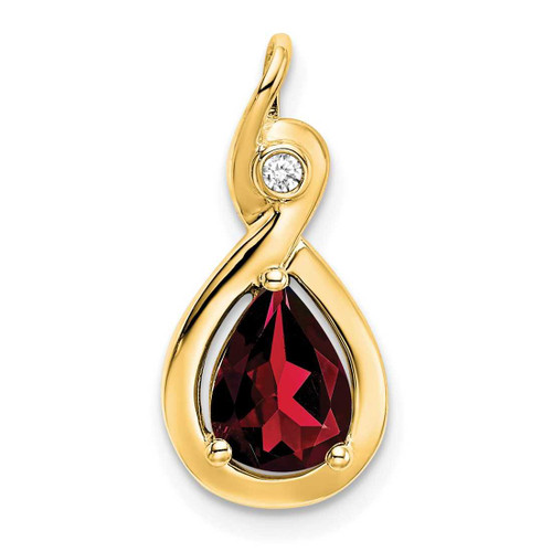 Image of 14K Yellow Gold Pear Garnet & Diamond Pendant PM7055-GA-002-YA