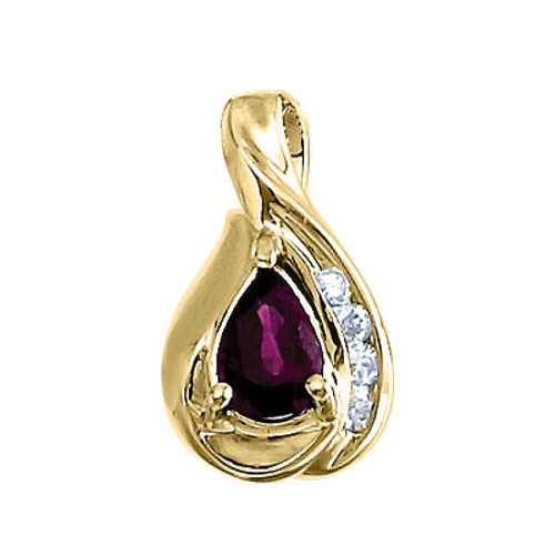 Image of 14K Yellow Gold Pear Ruby & Diamond Pendant (Chain NOT included)