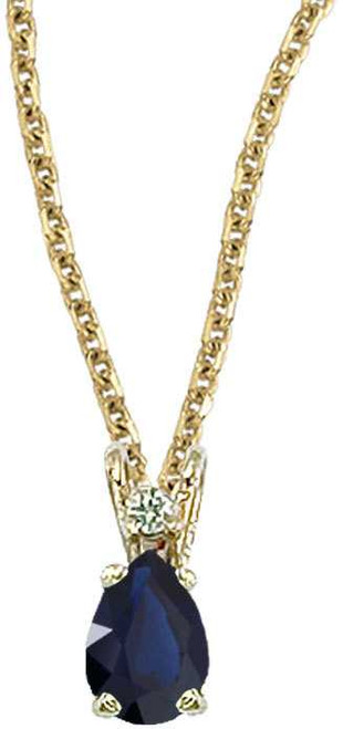Image of 14K Yellow Gold Pear-Shaped Sapphire & Diamond Pendant (Chain NOT included)