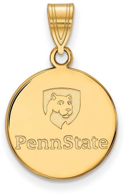 Image of 14K Yellow Gold Penn State University Medium Disc Pendant by LogoArt (4Y038PSU)