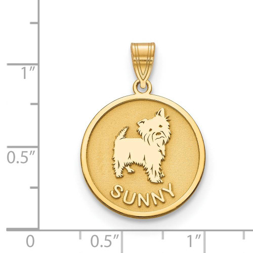 14k Yellow Gold Personalized Dog Pendant
