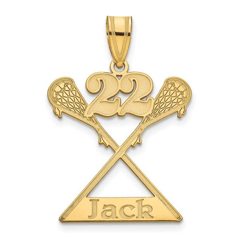 Image of 14K Yellow Gold Personalized Name and Number Lacrosse Pendant