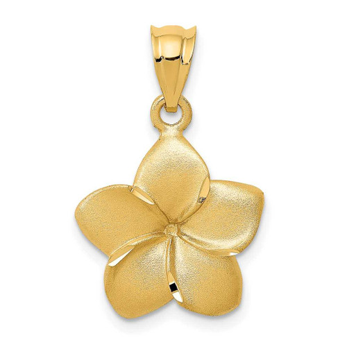 Image of 14K Yellow Gold Plumeria Floral Pendant D331