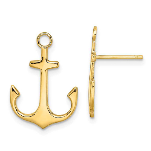 Image of 18mm 14K Yellow Gold Polished & 2-D Anchor Post Earrings