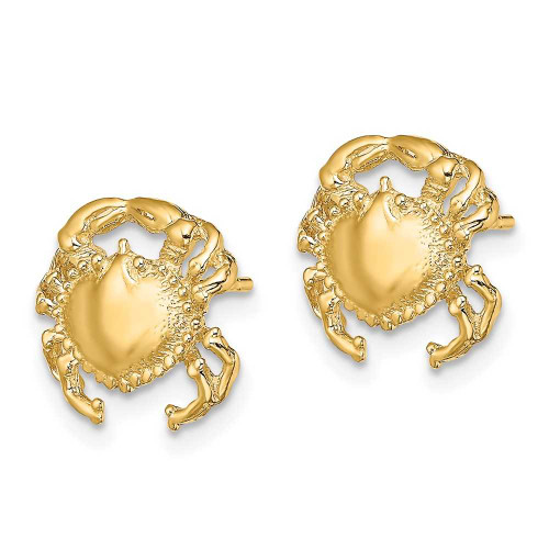 Image of 12.3mm 14K Yellow Gold Polished & 2-D Crab Post Earrings