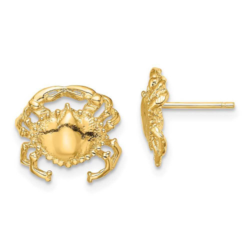 Image of 12.3mm 14K Yellow Gold Polished & 2-D Crab Post Earrings