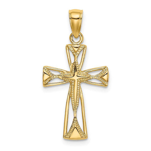 Image of 14K Yellow Gold Polished & Cut-Out Design Cross Pendant