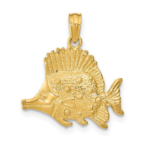 Image of 14K Yellow Gold Polished & Engraved Fish Pendant K7684