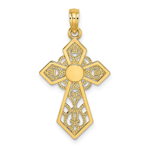 Image of 14K Yellow Gold Polished & Lace Cross Pendant