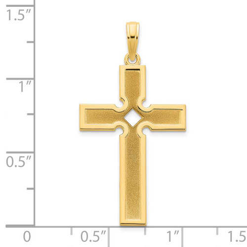 Image of 14K Yellow Gold Polished & Satin Cross Pendant