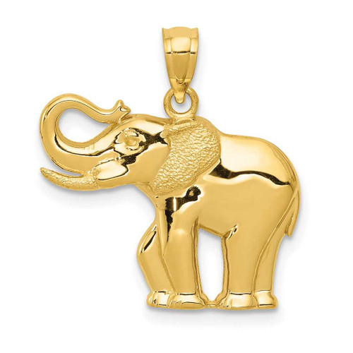 Image of 14K Yellow Gold Polished & Satin Elephant Pendant