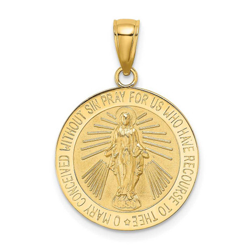 Image of 14K Yellow Gold Polished & Satin Miraculous Medal Pendant