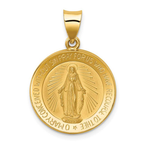 Image of 14K Yellow Gold Polished & Satin Miraculous Medal Pendant XR1273